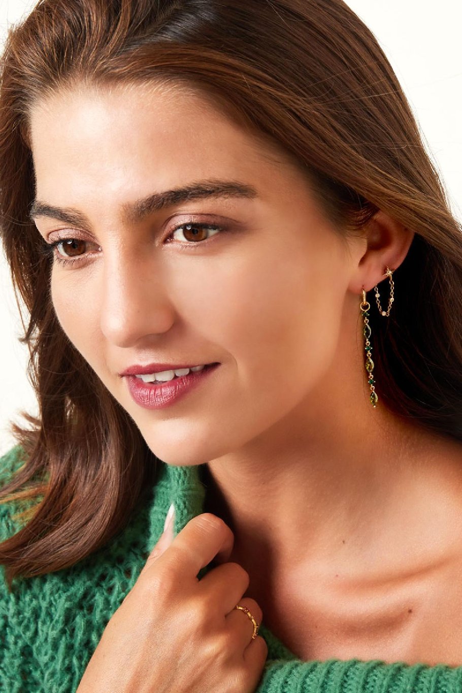 Boucles d'oreilles chaîne étoile - Collection Sparkle Cuivré Image3
